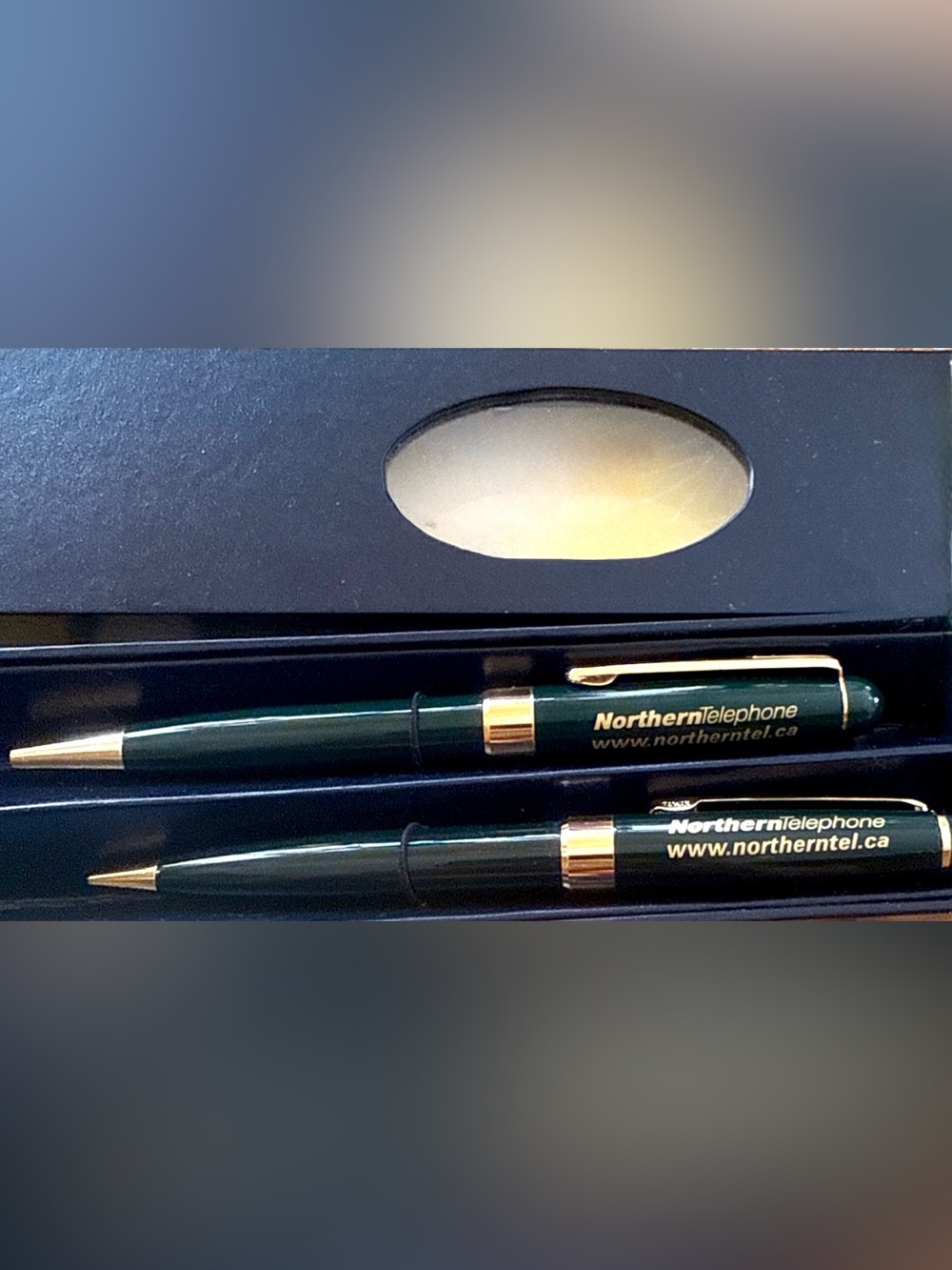 Bankers Ballpoint Pen Pencil Set Northern Telephone Case Dark Green Black Ink
